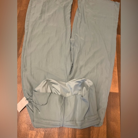 Birdy Grey Green Jumpsuit Wide-Leg High-Waisted - Picture 12 of 14